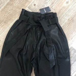 Leather look high waist pants